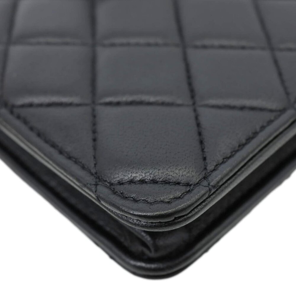 Chanel CC Quilted Lambskin Leather Pouch Wristlet Black - Picture 7 of 12